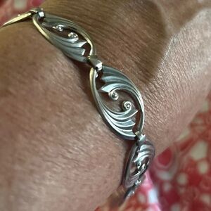 VINTAGE ART NOUVEAU 925 STERLING SIGNED BRACELET CHAIN